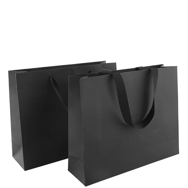 Wholesale Customizable Luxury Black Paper Shopping Bags - Custom Logo Printing