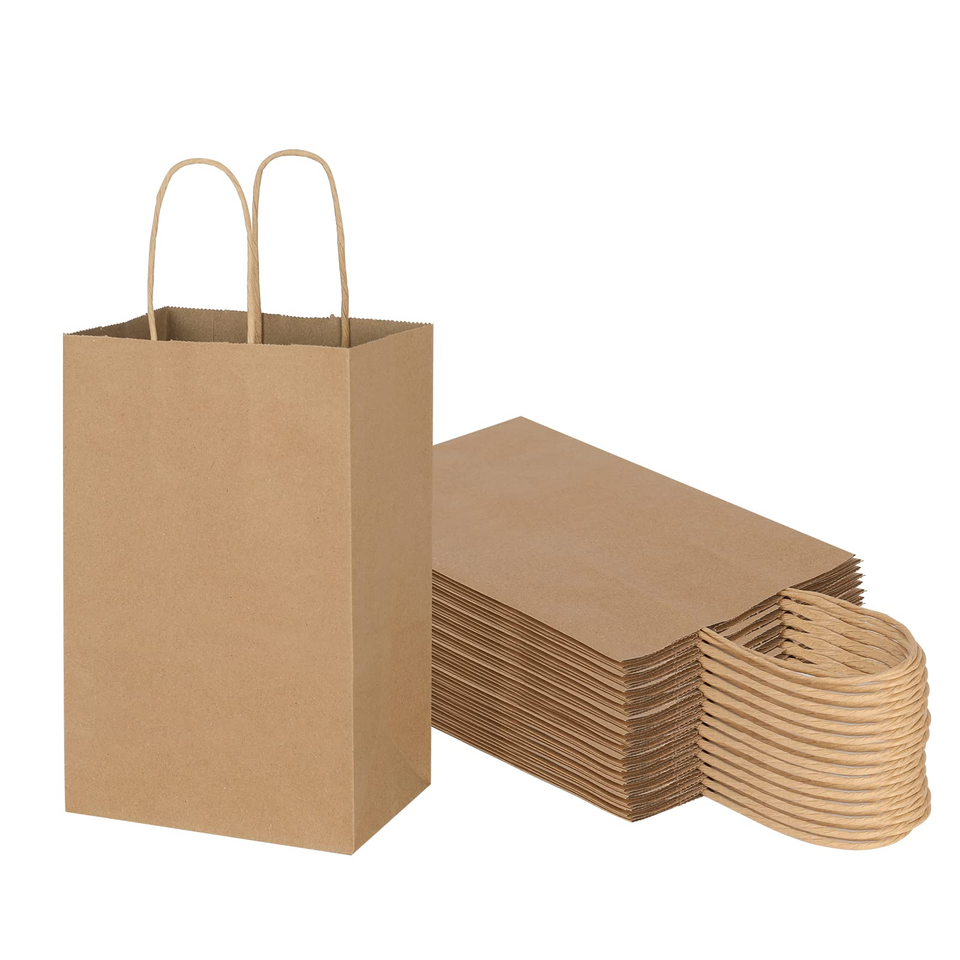 Eco-friendly grease-resistant white kraft paper grocery bags for wholesale
