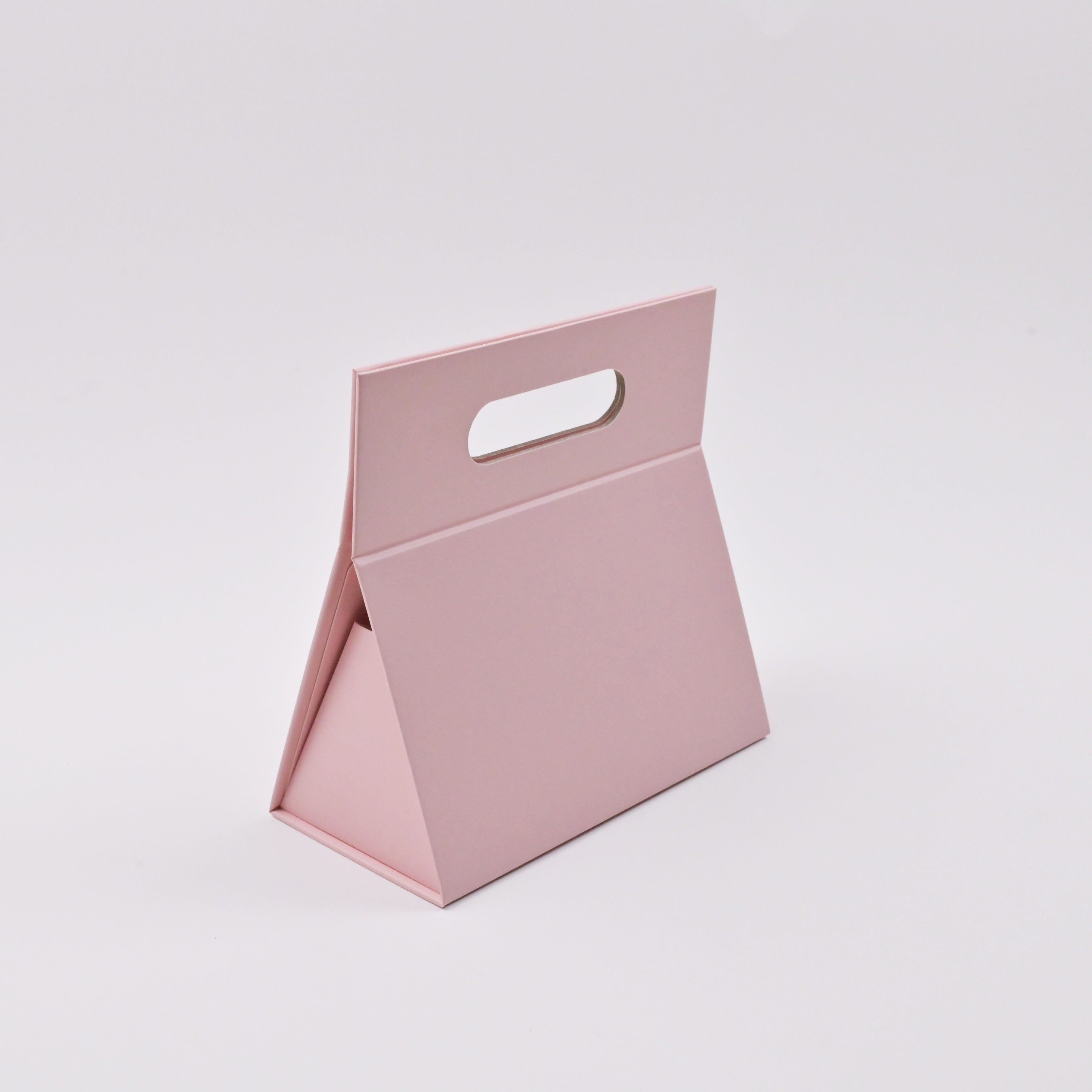 Custom handheld box with ribbon handle minimalist packaging design