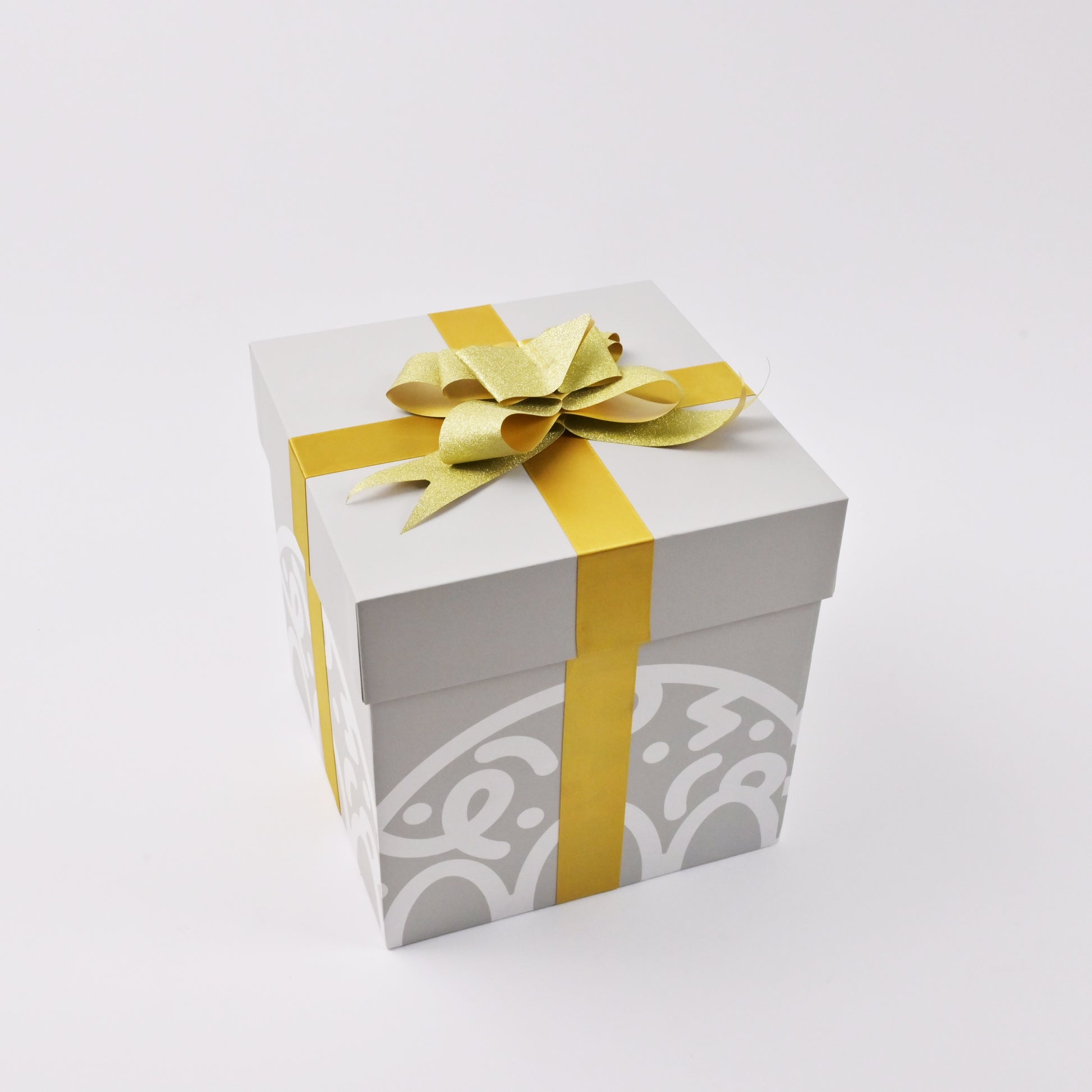 Snowflake pattern rigid gift box interior view packaging detail