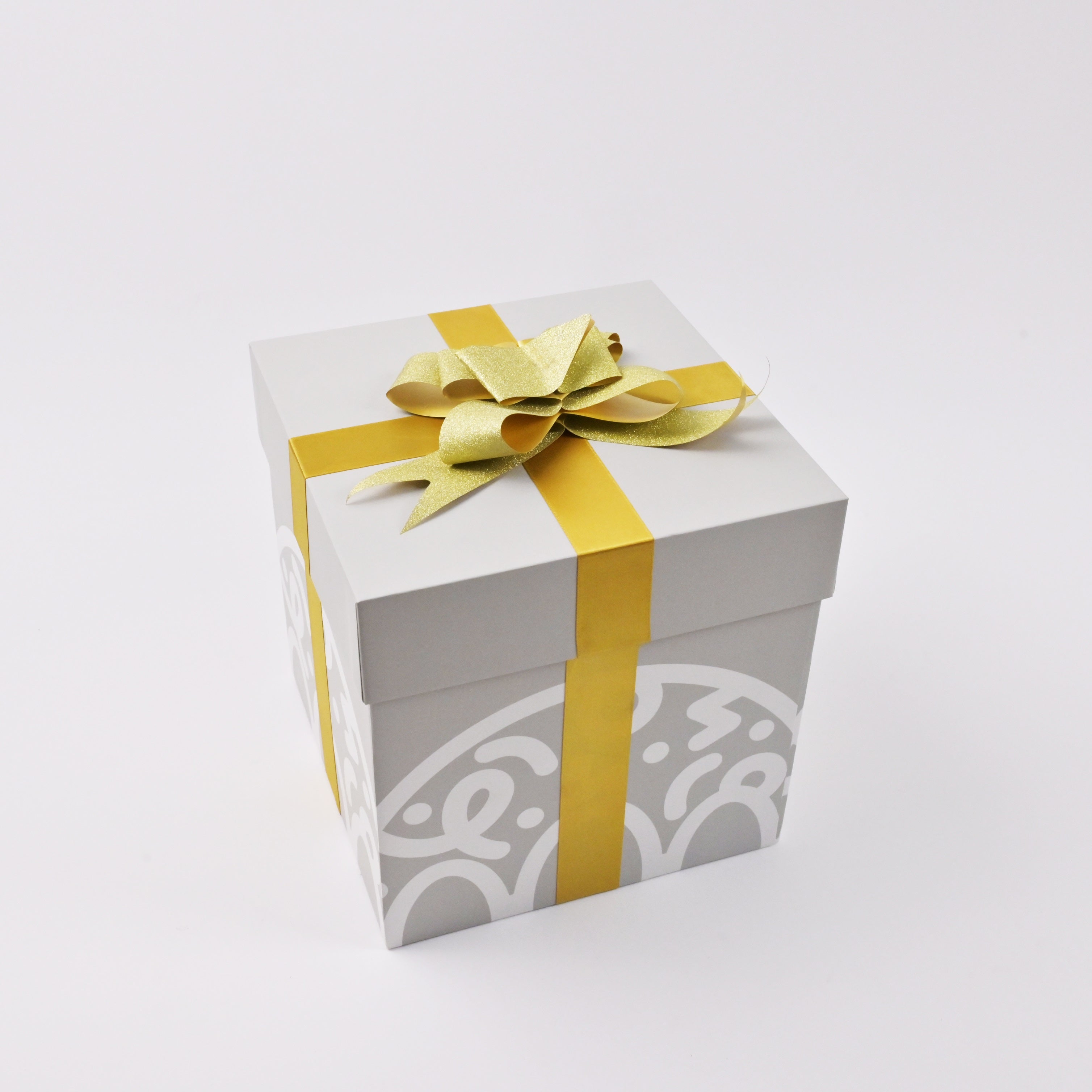 Snowflake pattern rigid gift box interior view packaging detail