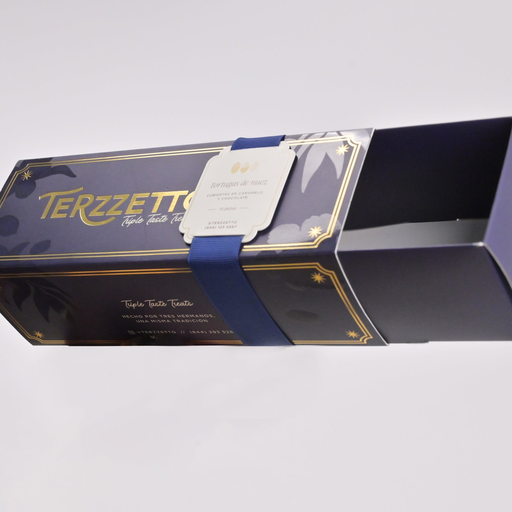 Premium drawer box packaging close-up detail shot custom branding