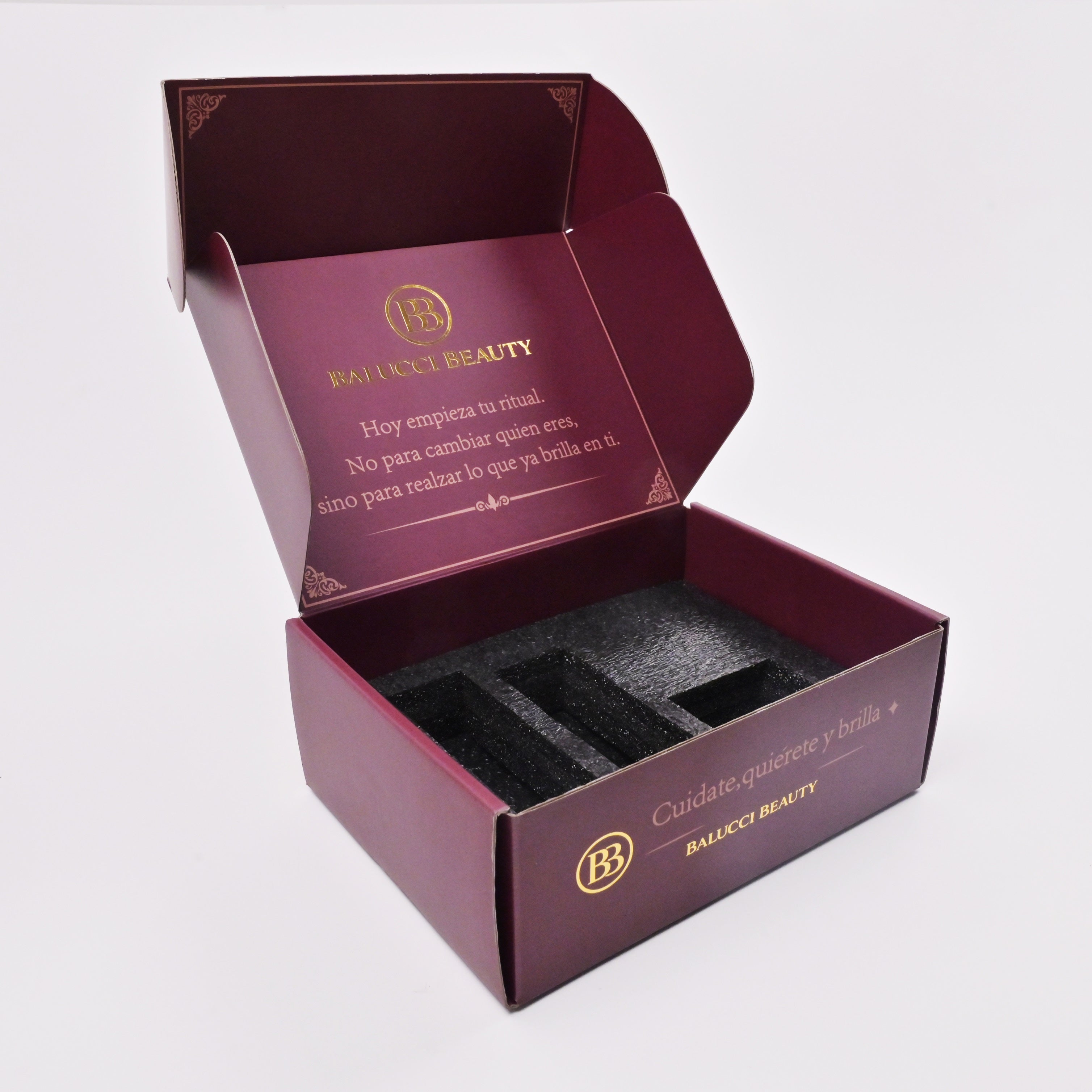 Custom foil stamped packaging box burgundy red wholesale luxury