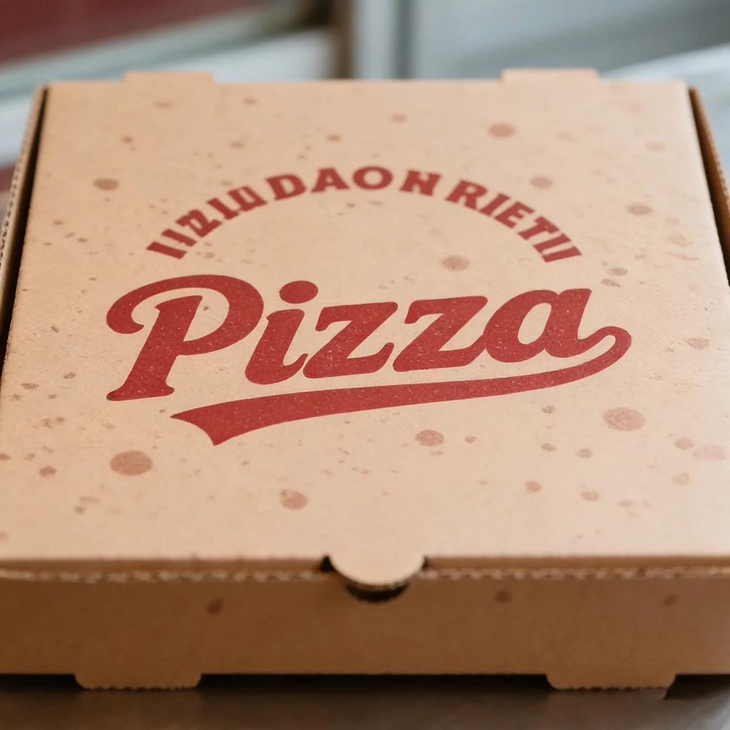 Close-up detail of Grease-Resistant Coating Pizza Delivery Box with custom logo printing