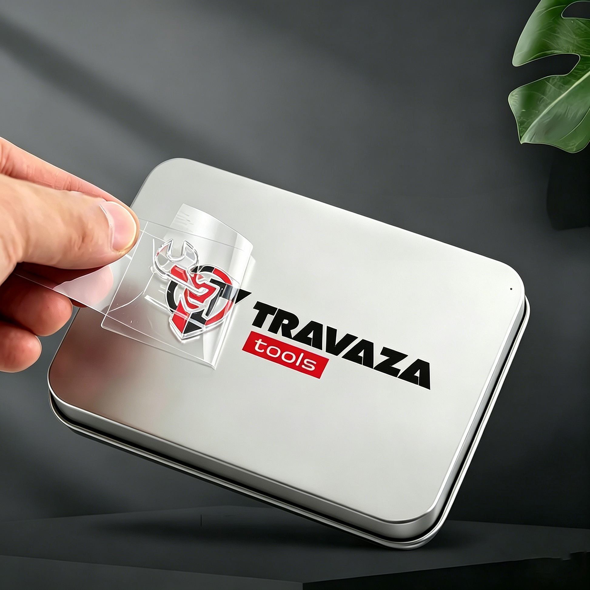 Close-up detail of 3D Embossed Effect Brand Logo Transfer Label with custom logo printing