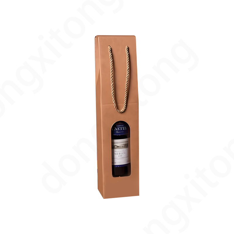 Close-up detail of Single-Bottle Size Wine Packaging Bag with custom logo printing