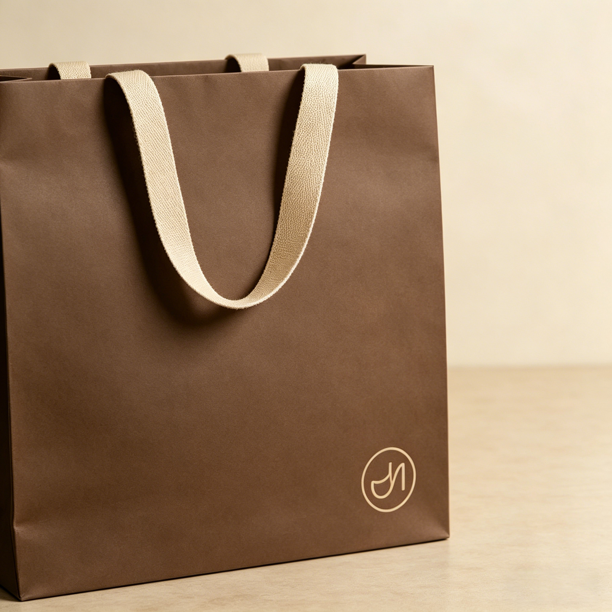 Close-up detail of Silk Ribbon Boutique Shopping Bag with custom logo printing