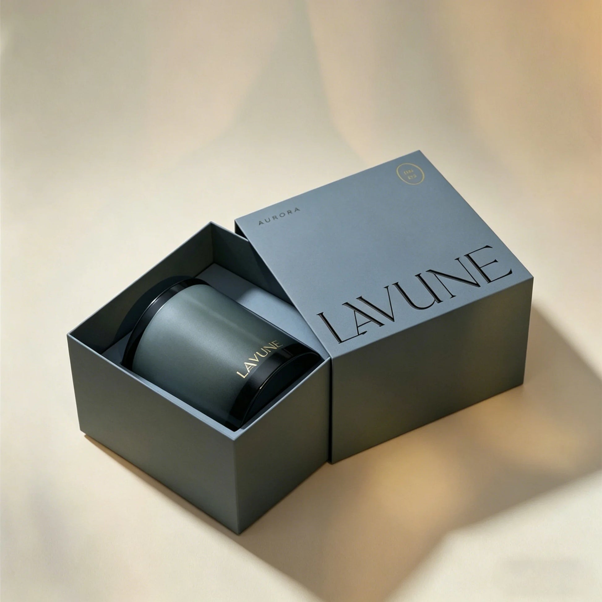 Close-up detail of Multi-Process Finish Luxury Brand Box with custom logo printing