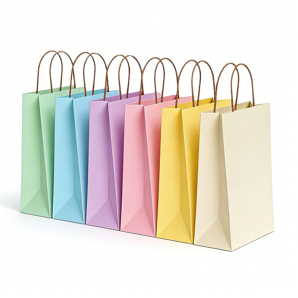 Custom printed paper bags for wholesale with luxury handles

