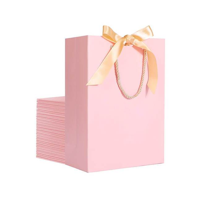 Pastel paper gift bag with ribbon handles custom logo wholesale