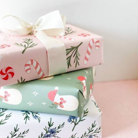 Kraft paper Christmas wrapping paper rolls bulk custom packaging